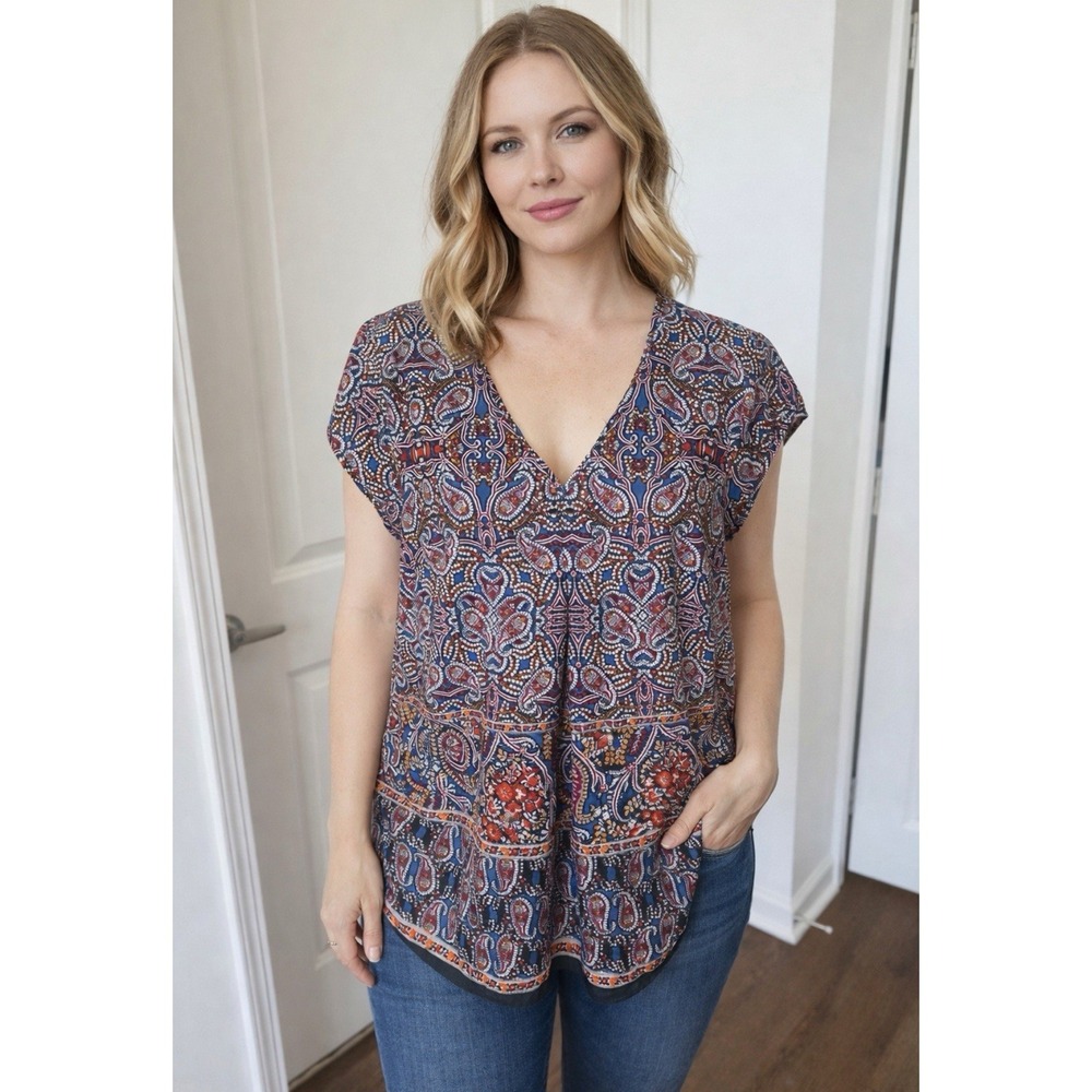 DR2 Women's Short Sleeve Top, MultiColor, Size Medium